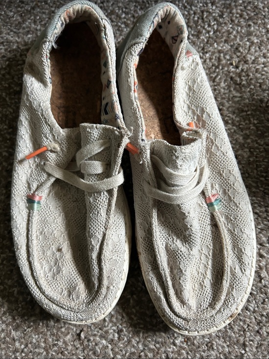 Hey Dude Shoes - Hey Dude Women's Cream lace Canvas Loafers